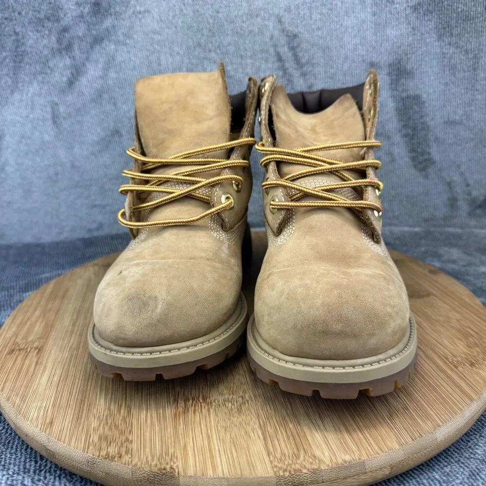 Timberland Boots Youth Size 4 Wheat Nubuck 6-Inch Padded Collar Lug Sole 12909